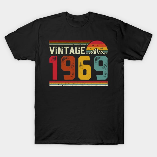 Vintage 1969 Birthday Gift Retro Style T-Shirt by Foatui